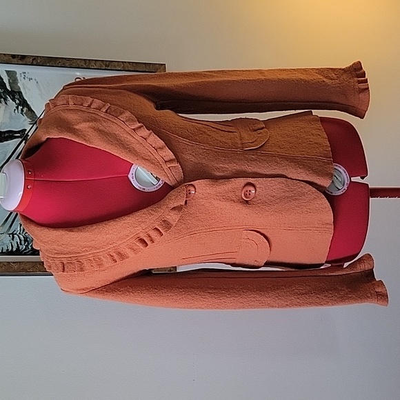 Virgin Wool Blend Pumpkin Cardigan - Picture 1 of 10